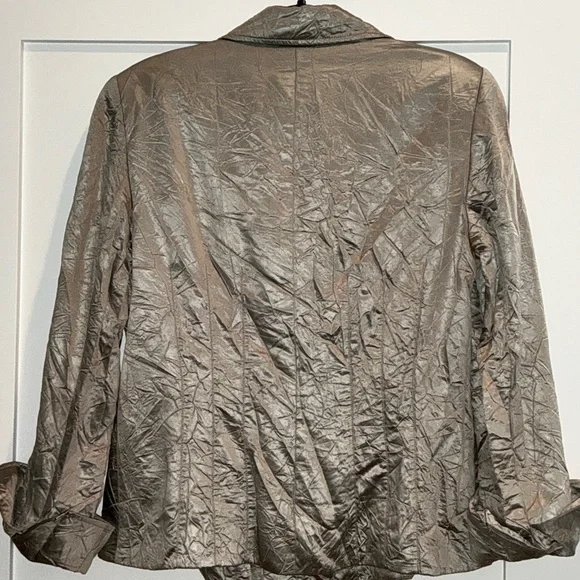 Lafayette 148 Champagne Gold Metallic Blazer Size 10 - Picture 4 of 7